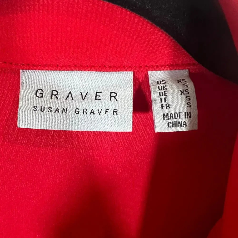 Graver Susan Graver Red Zip Up Blazer Jacket with Cuffed Sleeves‎ Size XS